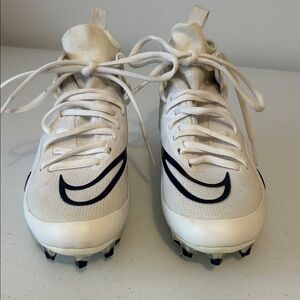 Nike White and Navy Soccer Cleats